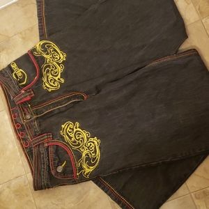 Vintage Coogi Red and Yellow Embroidered Australia Denim Jeans